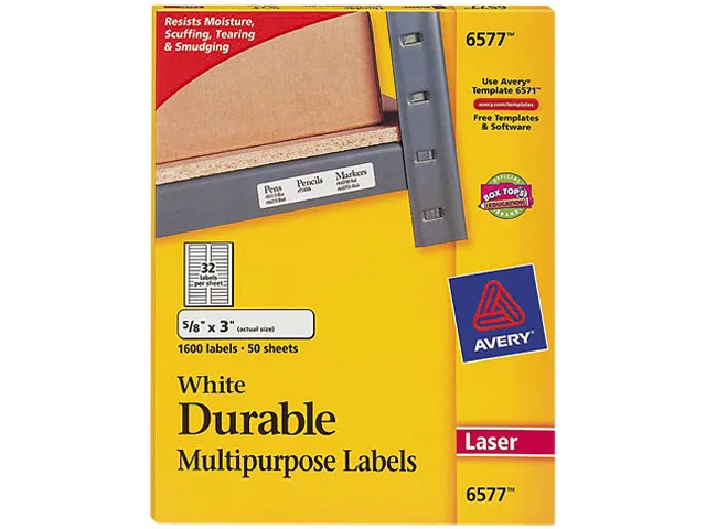 Avery Avery 6577 White Permanent ID Laser Labels 1600 Pack — product photo