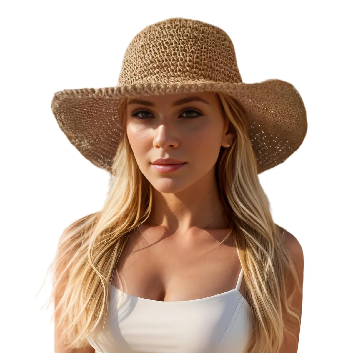 Askljeby RUANMAO-KAKI Khaki Floppy Straw Hat 56-58cm — product photo