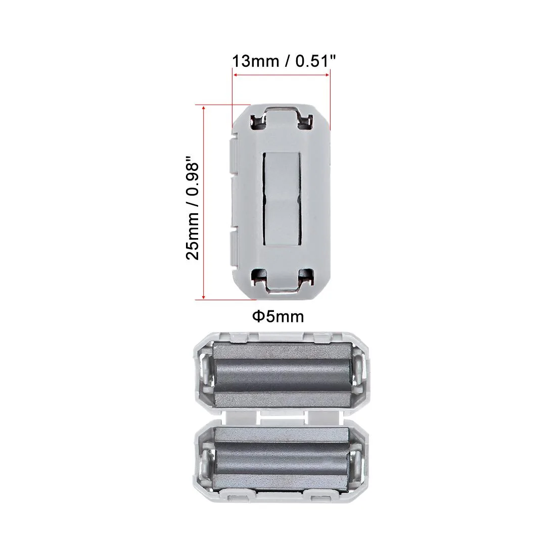 Unique-Bargains Unique-Bargains 5mm Ferrite Core Cable Clip Grey 10pcs 3.5-5mm Fit — product photo