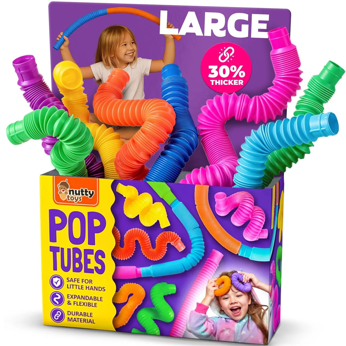 Pop Tubes Large 4-Pack Sensory STEM Learning Toy — product photo
