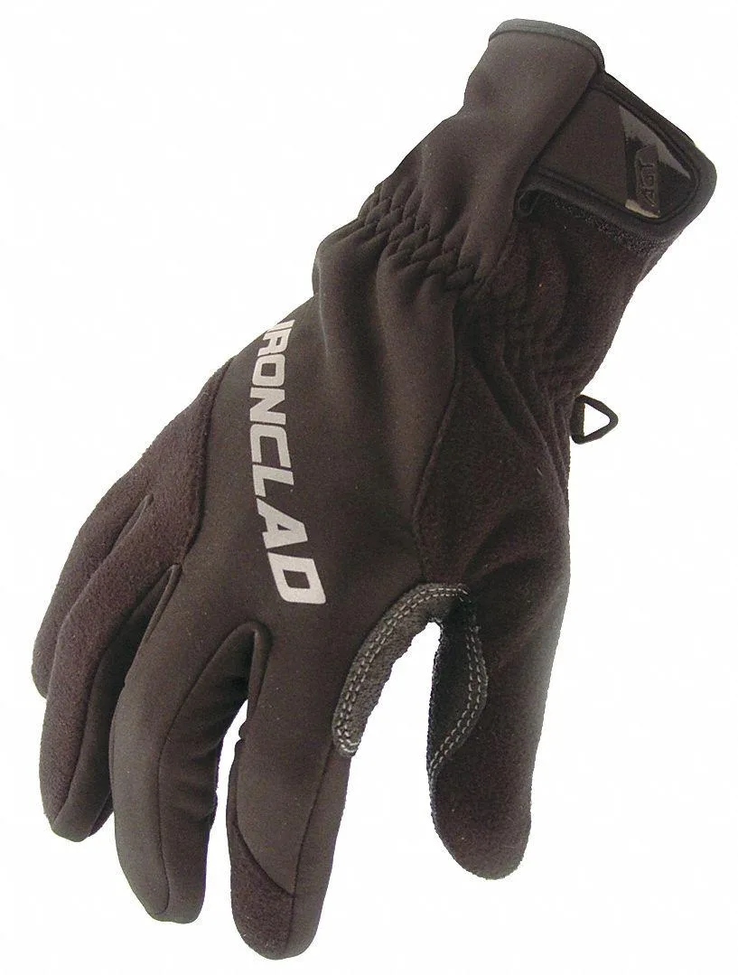Black insulated mechanics gloves with fleece lining and hook-and-loop cuffs