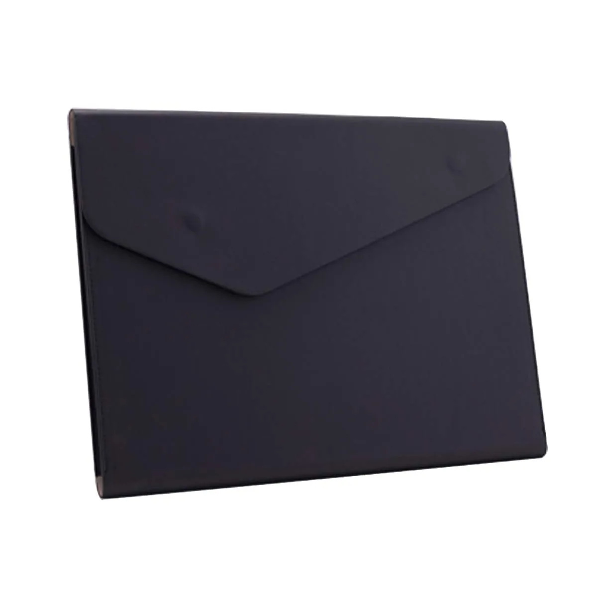 Black A4 faux-leather folder, 32 by 25 cm, magnetic closure