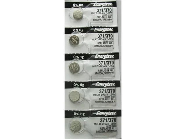ENERGIZER ENERGIZER 371/370 SR920SW Silver Oxide 1.55V 5 Pack Watch Accessory — product photo