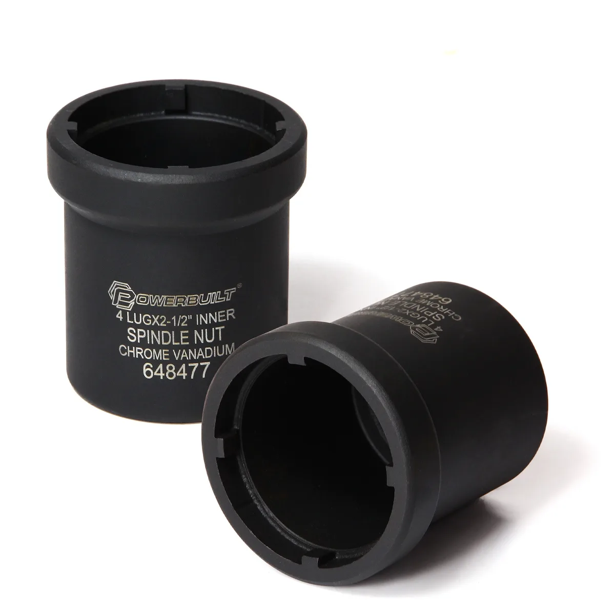Powerbuilt 4-lug spindle nut socket, 1/2-in drive, silver steel finish