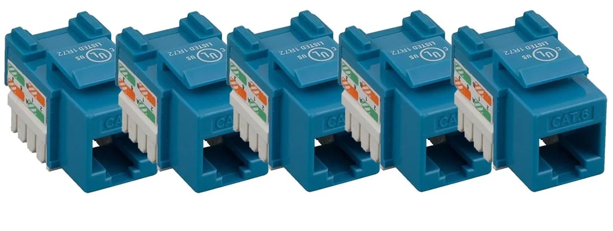 iMBAPrice iMBAPrice Cat6 RJ45 Punch-Down Keystone Jack 5-Pack Blue — product photo