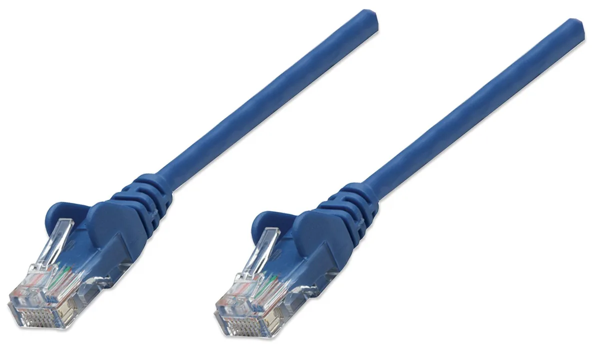 Blue Cat6 UTP Ethernet cable 75 ft with RJ45 connectors and snag-free boots