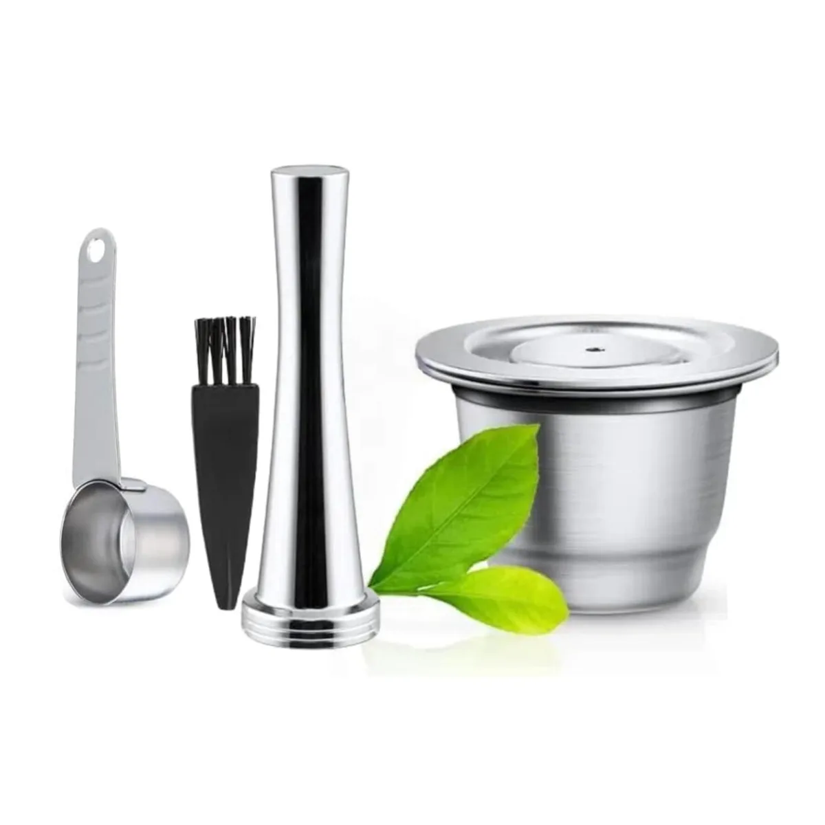  HAILASRE Reusable Stainless Steel Coffee Pod with Tamper &amp; Spoon — product photo