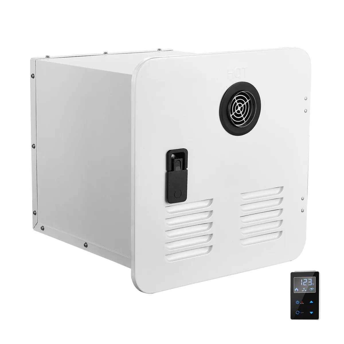 VEVOR VEVOR TM-RV03-2 RV Tankless Water Heater 55000 BTU 15x15 White Door Remote — product photo