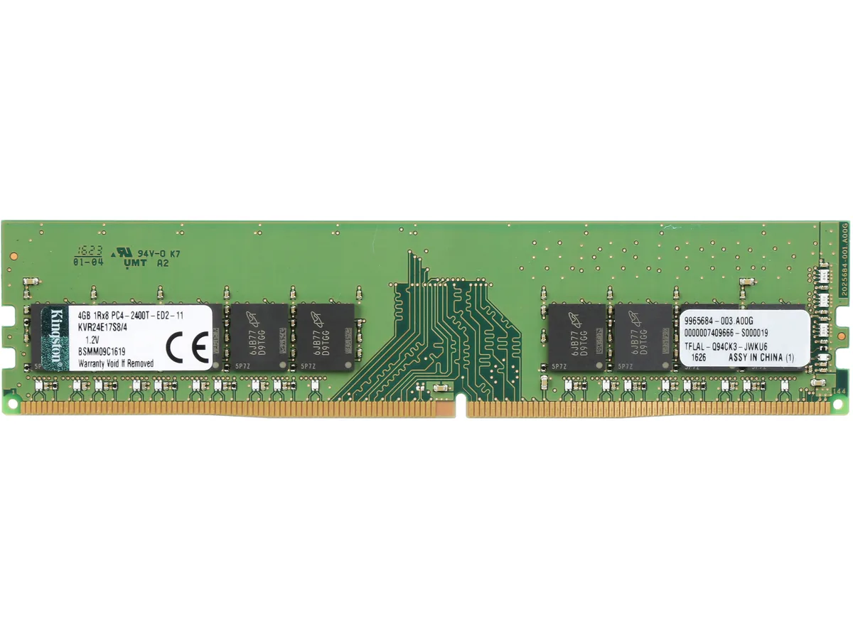 Kingston Technology Corp. Kingston Technology Corp. KVR24E17S8/4 4GB DDR4 2400 CL17 ECC server RAM — product photo