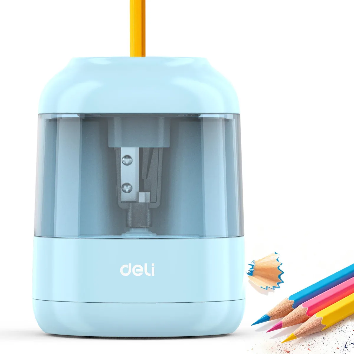 deli AZ68670 Electric Pencil Sharpener 6.58mm Battery Operated — product photo