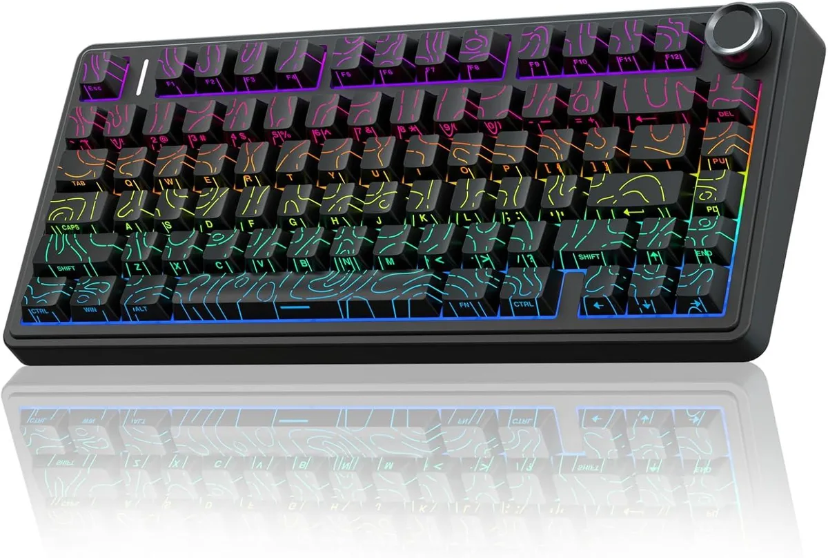 TUKO TUKO 75% Wireless Mechanical Gaming Keyboard with Knob Line Black — product photo
