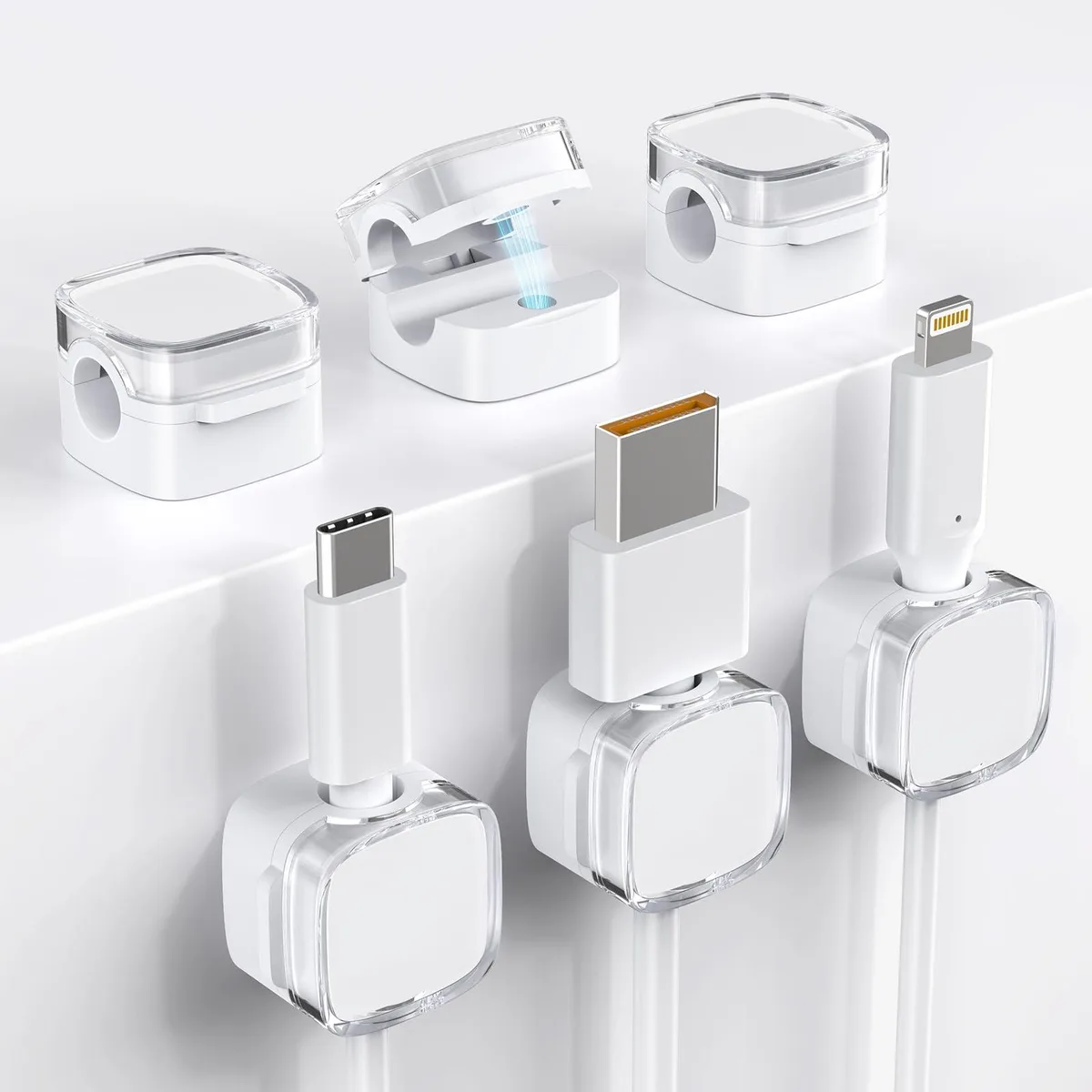 TIKIWIK 6-Pack Magnetic Cable Clips Crystal White — product photo