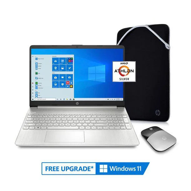 HP HP VIPRB-15-ef1071wm laptop, Athlon N3050, 4 GB RAM, 128 GB SSD, 15.6" screen, silver — product photo