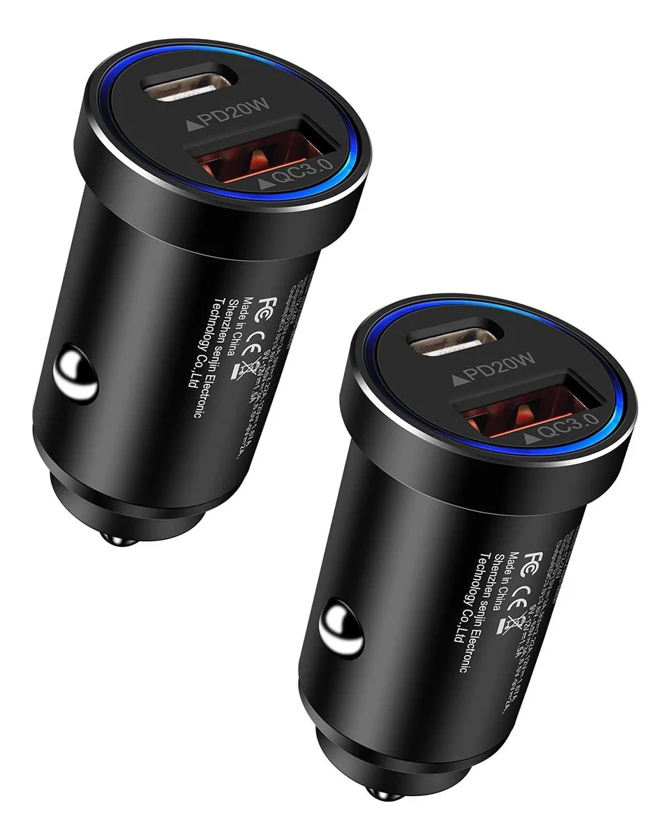  AILKIN 30W Dual USB-C PD QC Car Charger 2-Pack Black — product photo