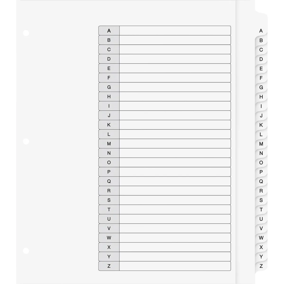Avery Avery AVE11166 Index Dividers A-Z 26-Set White 11 x 11 accessory — product photo