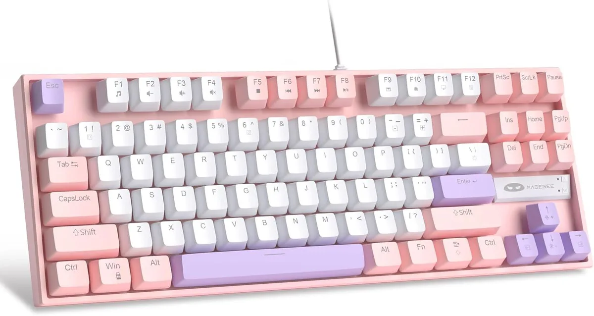 TUKO TUKO 75% Mechanical Gaming Keyboard Red Switch White Pink 87 Keys — product photo