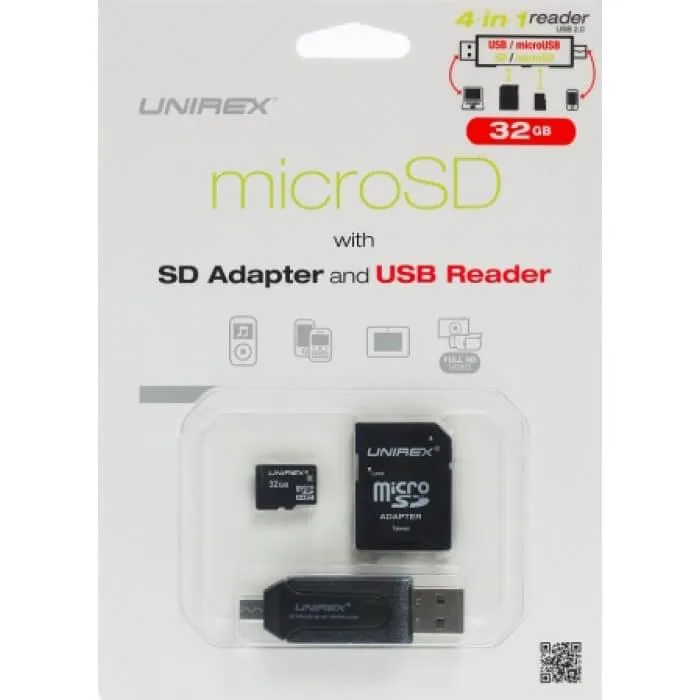 Unirex Corporation Unirex Corporation MSW325M 4-in-1 USB Micro USB Reader SD Adapter 32GB — product photo