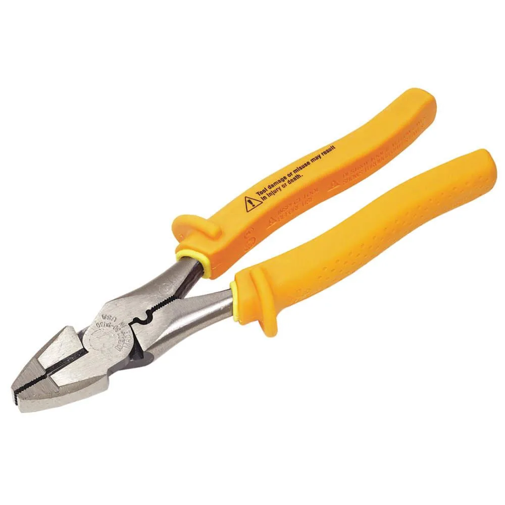Orange ergonomic insulated lineman's pliers, 1000V rated