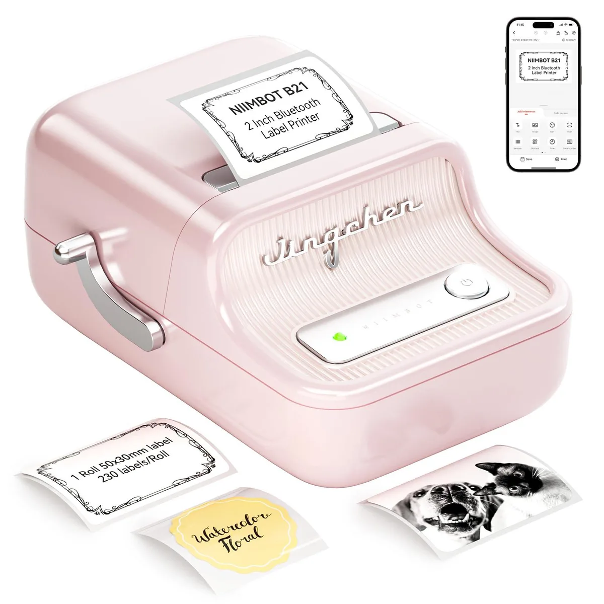 NIIMBOT B21Pink 2 inch Bluetooth thermal label printer Pink — product photo