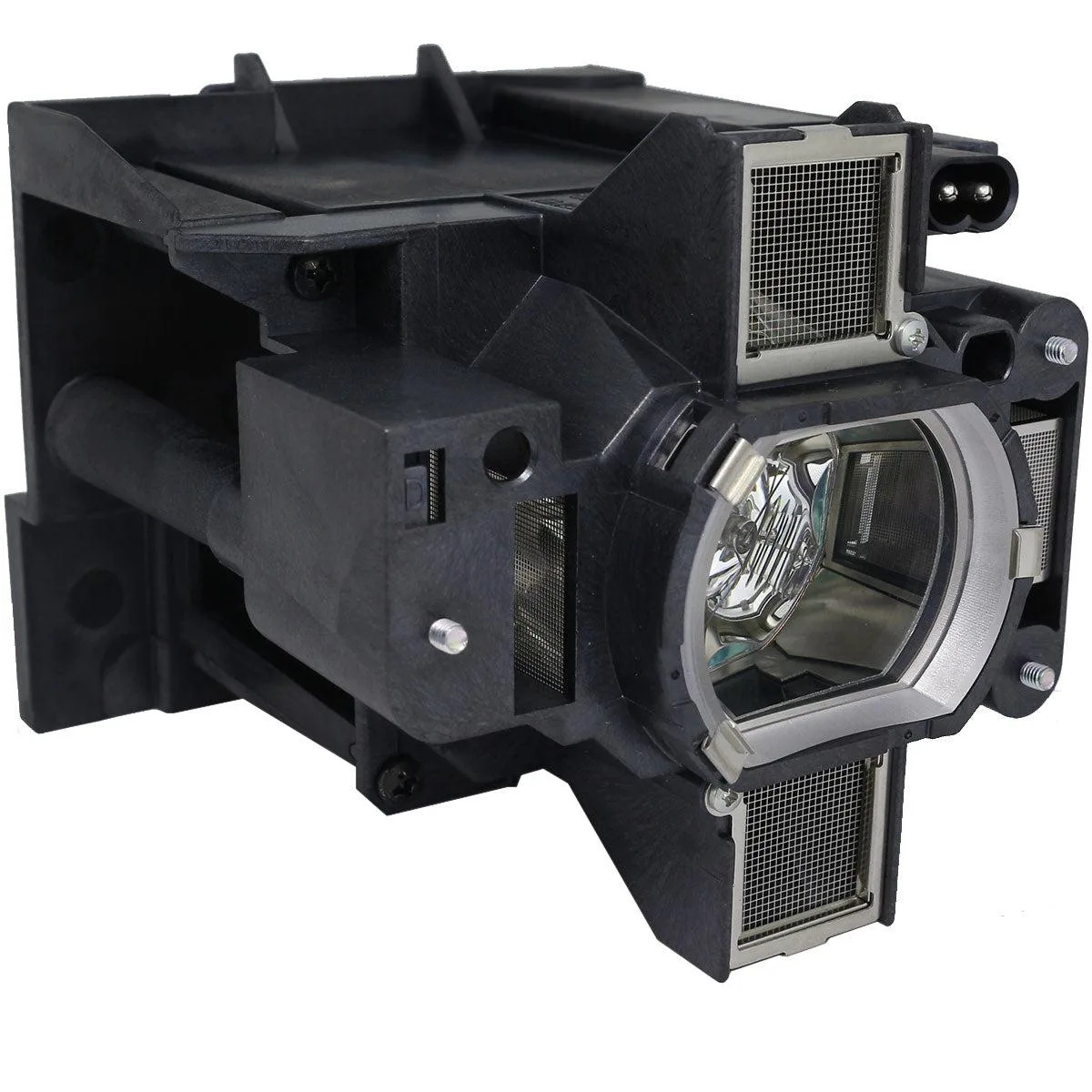 Rectangular black projector lamp module in plastic housing