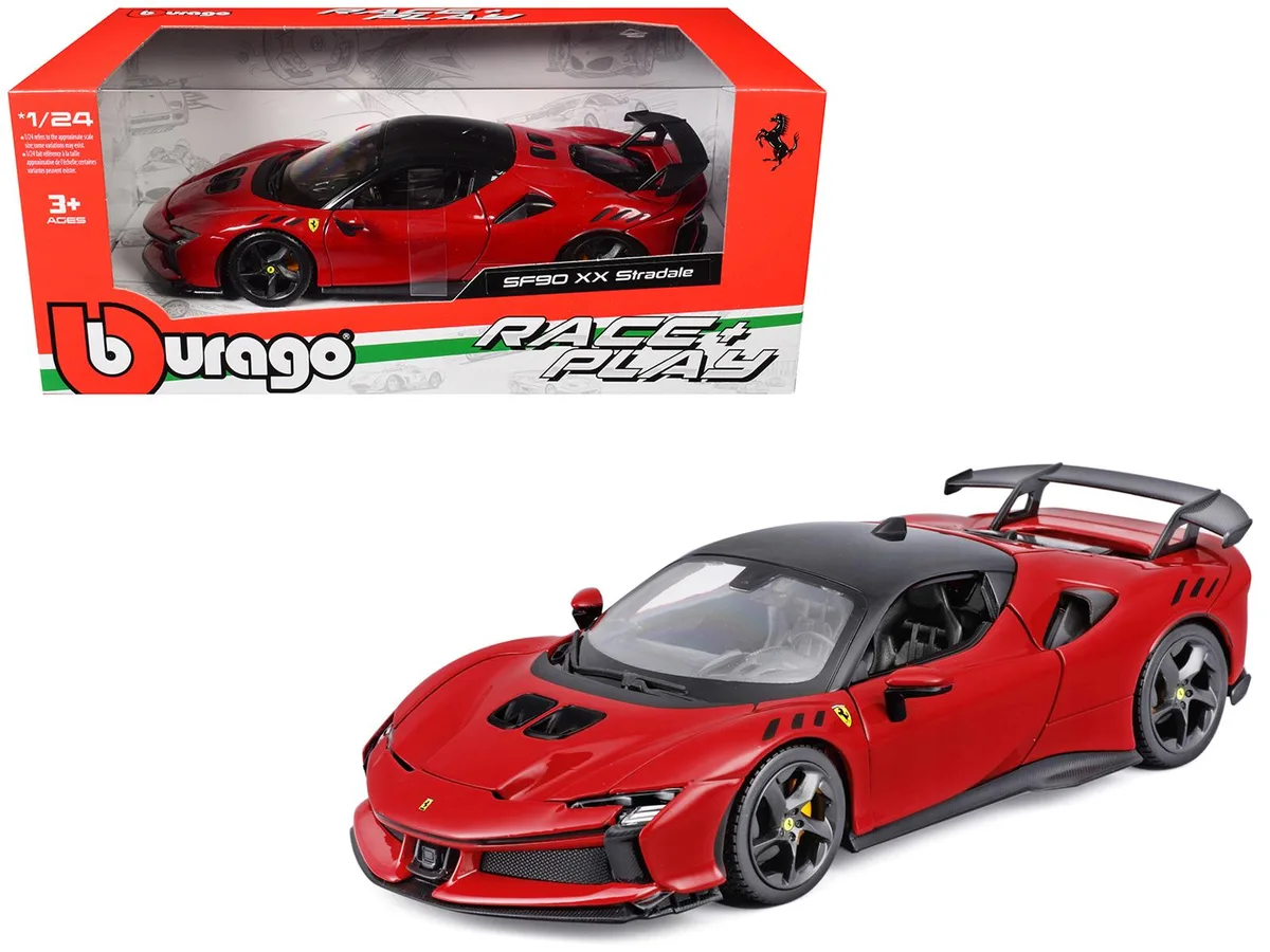 BBURAGO BBURAGO Ferrari SF90 XX Stradale Red Black Top Race Play 1/24 Diecast Hobby Collectible — product photo