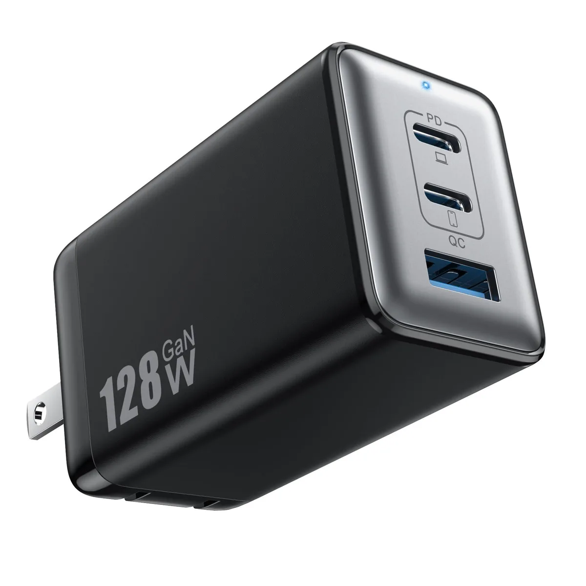  Dell HX65P3 128W USB-C Power Adapter 3-Port GaN III Black — product photo