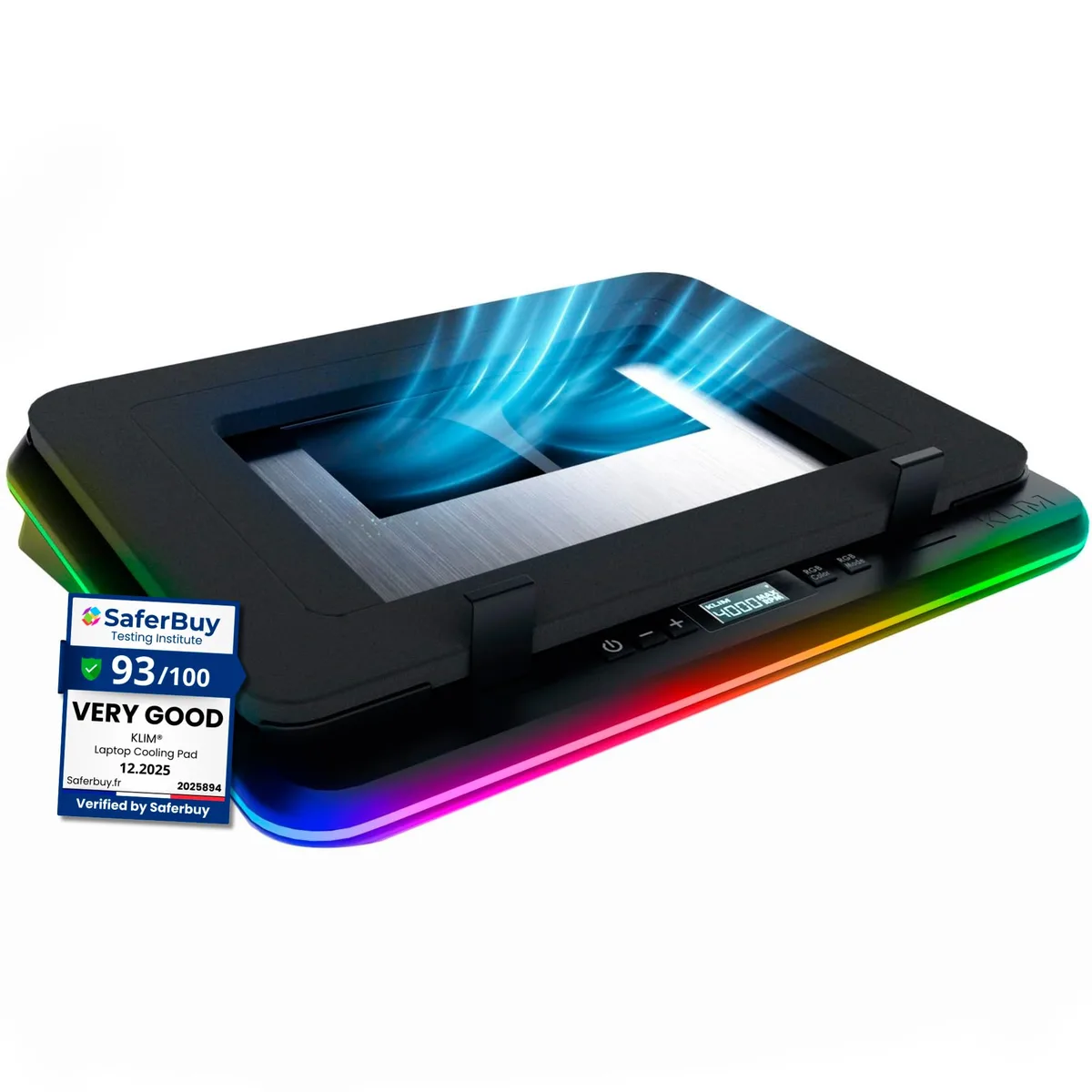  KLIM Turbofrost KLTUR5946 laptop cooling pad 16000 RPM 4 fans 17.3 inch RGB USB-C/DC — product photo