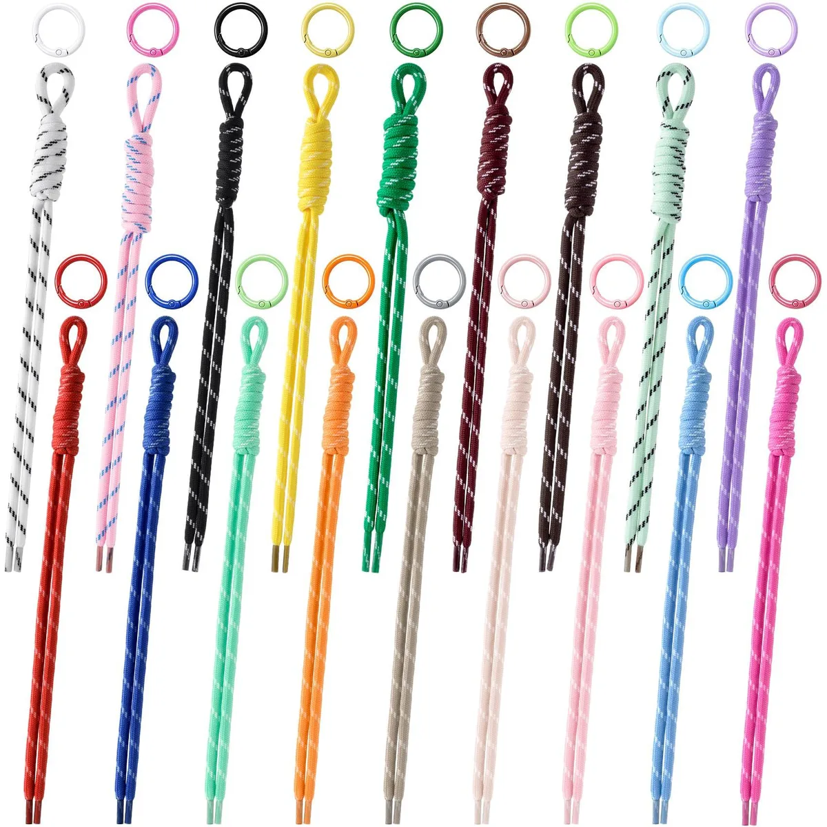 guleon 18 Pcs Paracord Keychain Bag Charm 10.63"×.39 — product photo