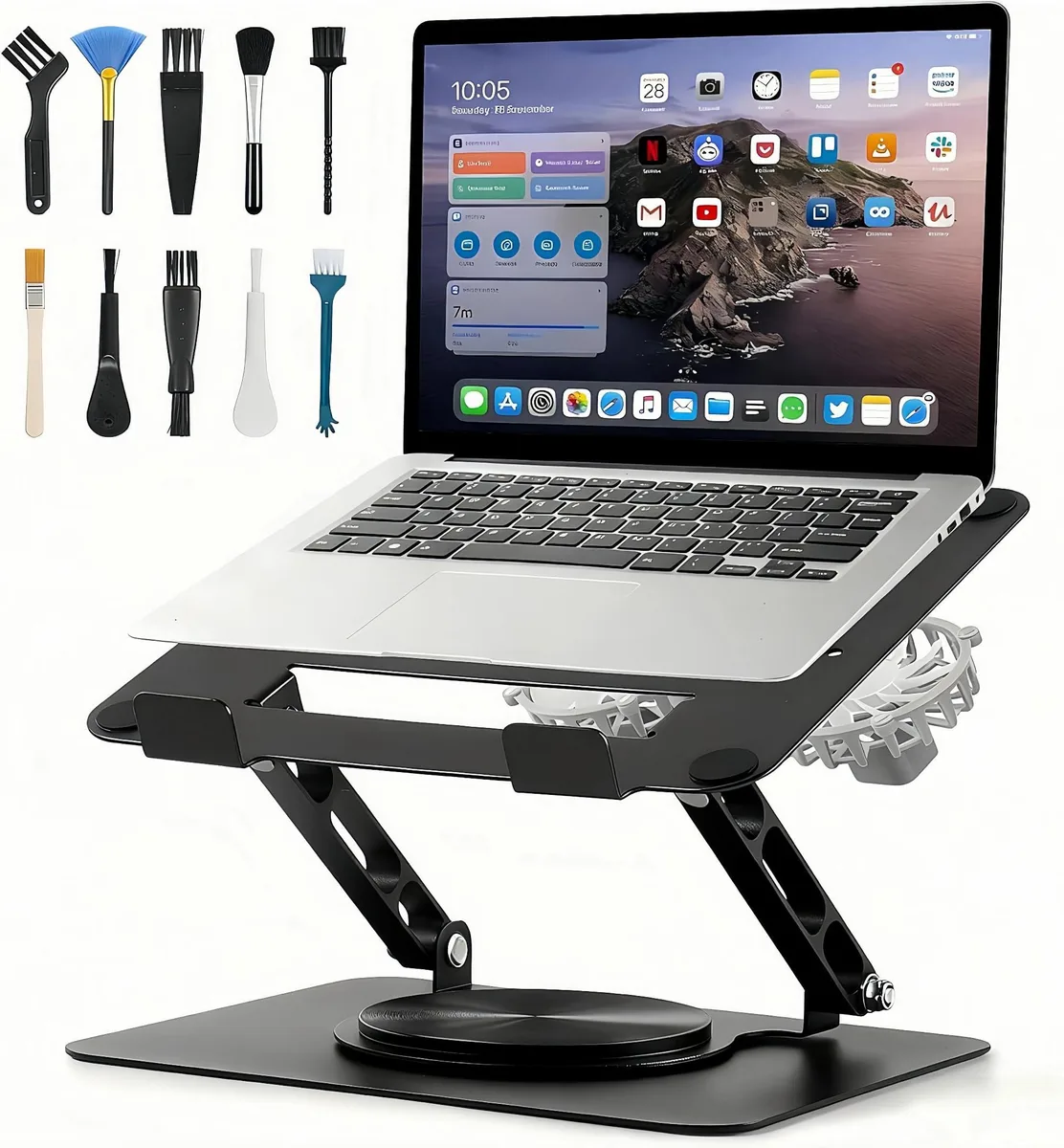 DNBeffulgent DNBeffulgent Laptop Cooling Pad 360° Rotating 2 Detachable Fans 17.3" Carbon Steel — product photo