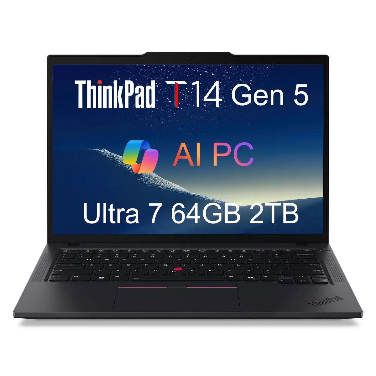 Lenovo Lenovo ThinkPad T14 Gen 5 Custom Laptop 14" FHD+ Ultra 7 155U 64GB 2TB Black — product photo