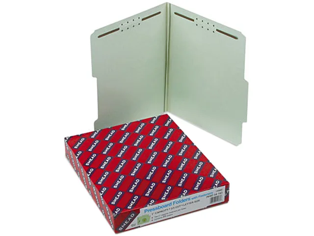 Smead Smead 14980 1" Expansion Fastener File Folder, 2/5 Top Tab, Letter, Gray Green, 25/Box — product photo