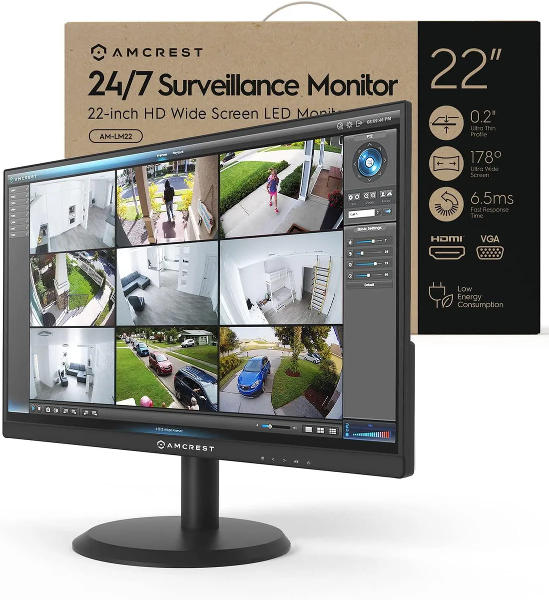 Amcrest Amcrest 21.45 in 1920x1080 60 Hz W-LED surveillance monitor AM-LM22 — product photo