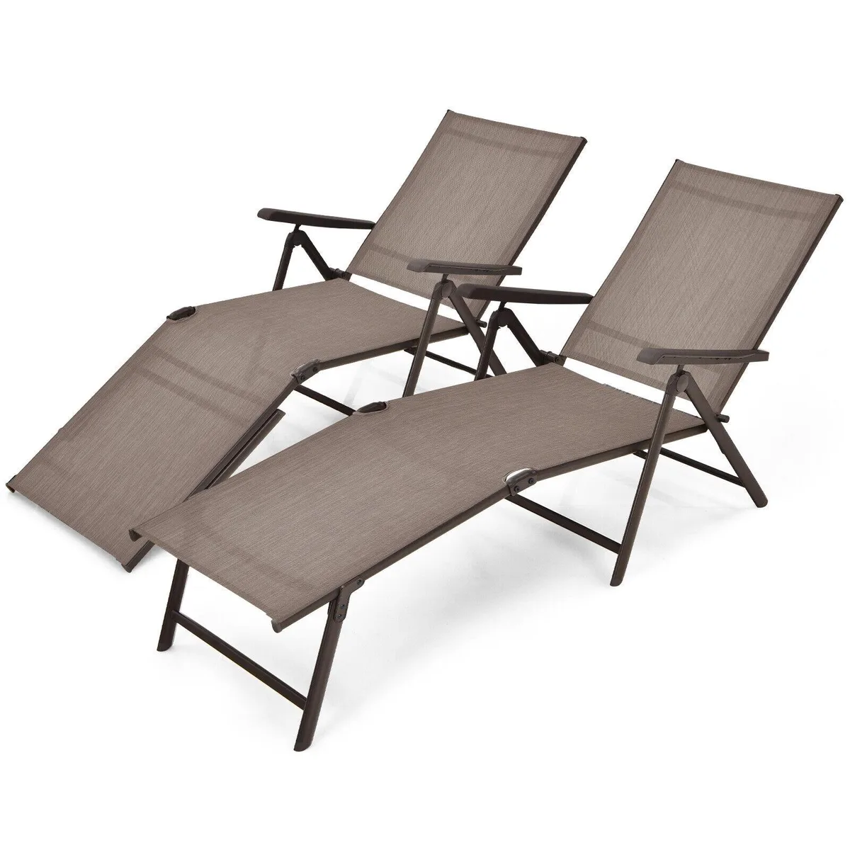 SlickBlue SlickBlue 2-Piece Foldable Chaise Lounge Chair Brown — product photo
