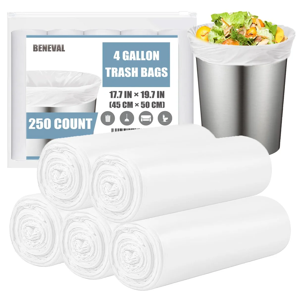  BENEVAL BV-4GAL-250 4 Gallon Trash Bags 250 Count grounds maintenance — product photo