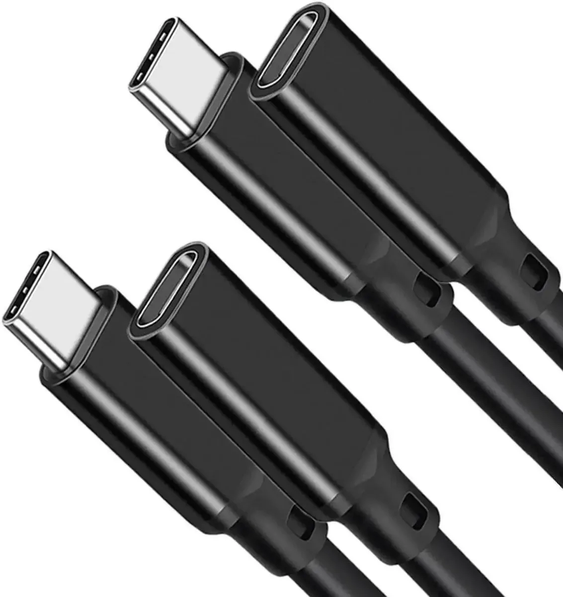 Two grey USB-C male-to-female extension cables coiled together