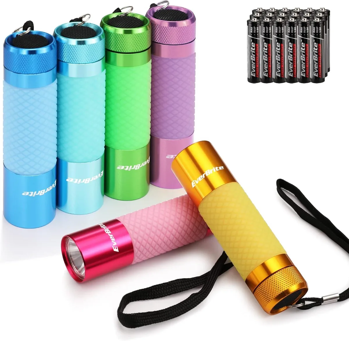 lelisten lelisten 6-Pack Mini Flashlights Assorted Colors 18 AAA Batteries — product photo
