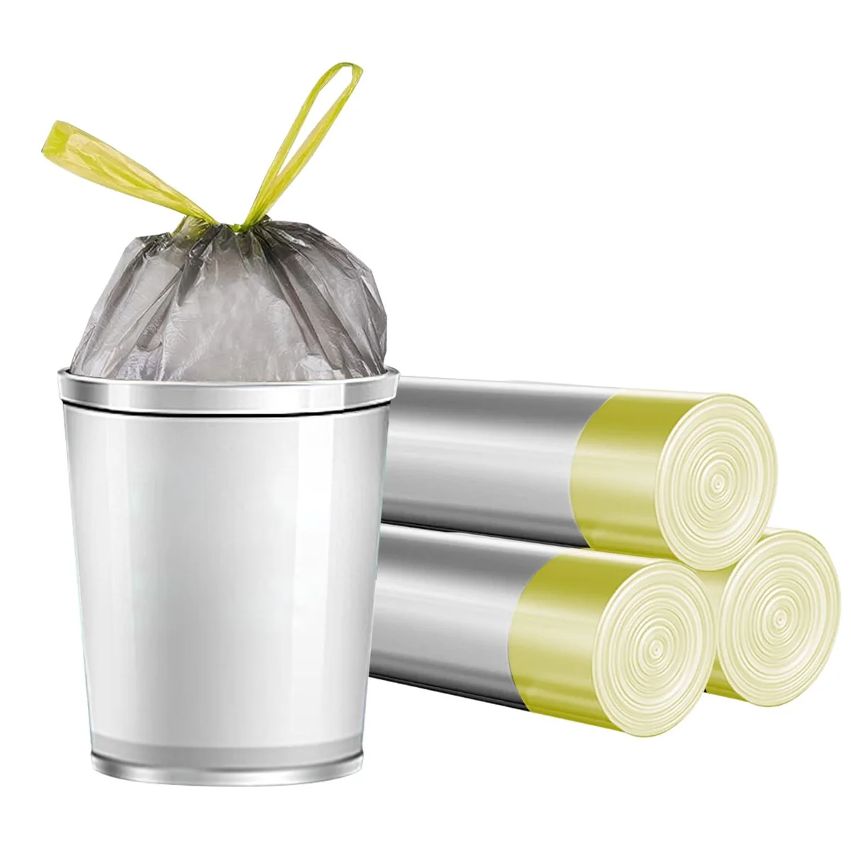  Axwnh LJD-A07 45 Count 4 Gallon Drawstring Trash Bags Gray — product photo