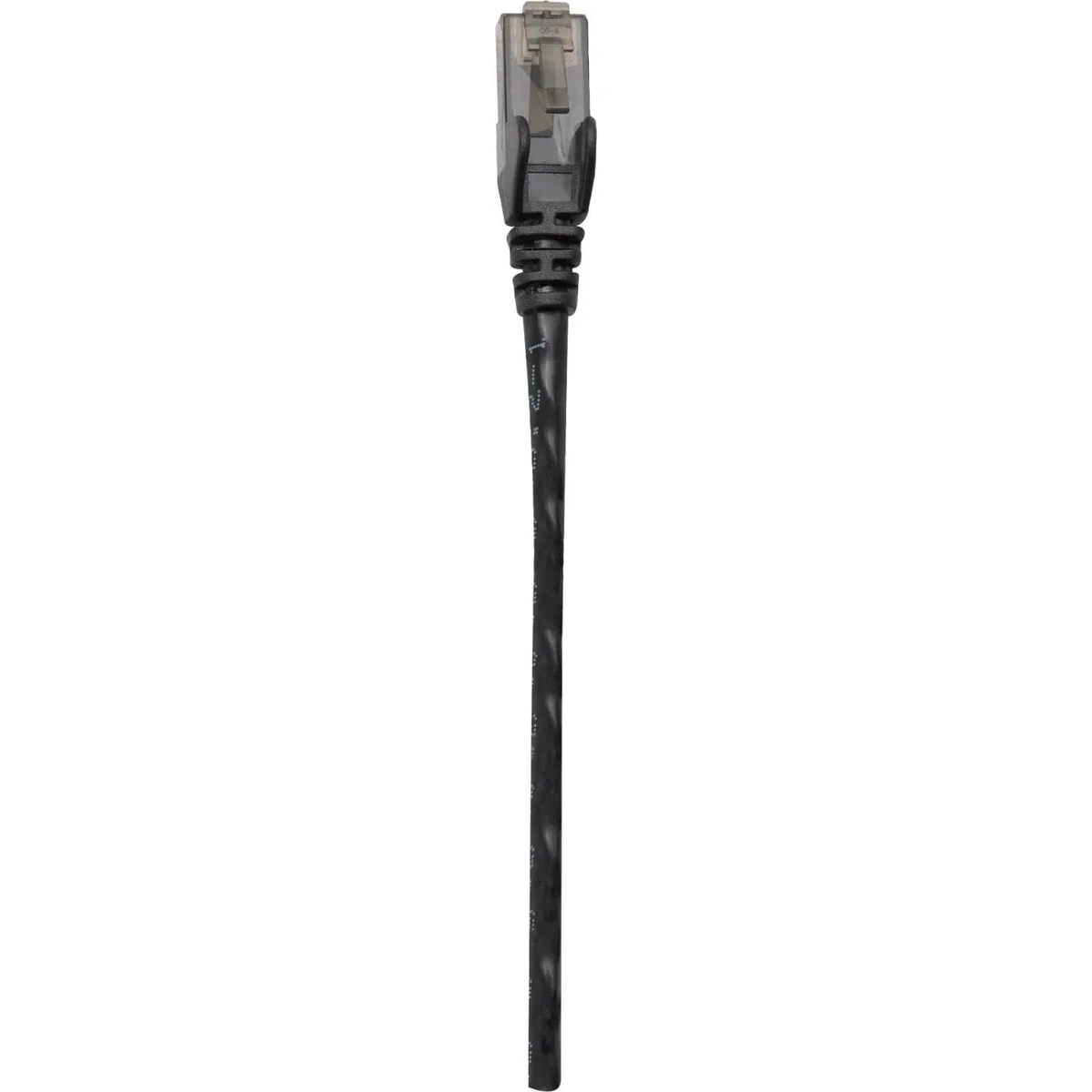 Black Cat6 patch cable with snagless RJ45 connectors, 1ft length