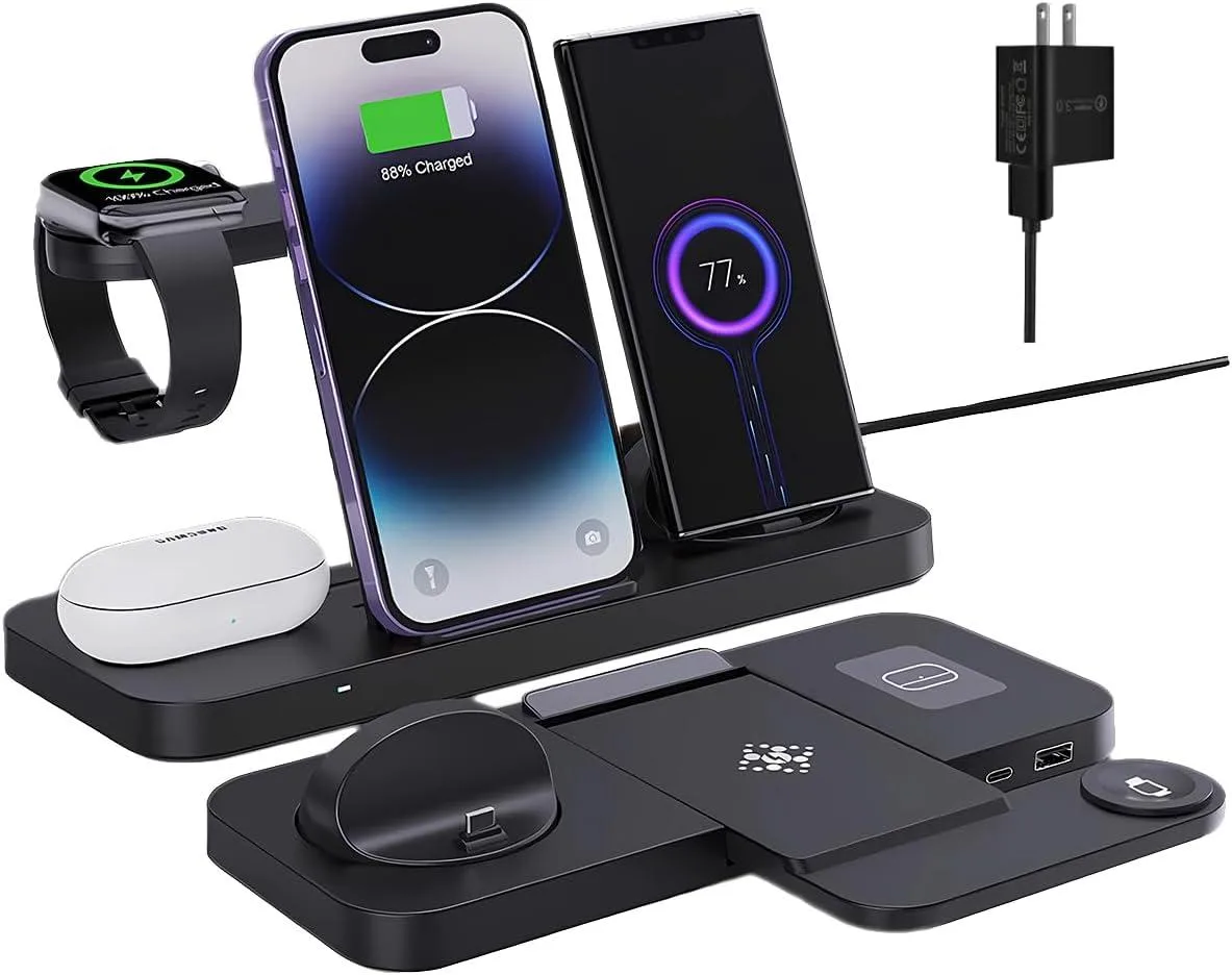 BONAEVER BONAEVER 6-in-1 Wireless Charging Station Black 18W charger — product photo