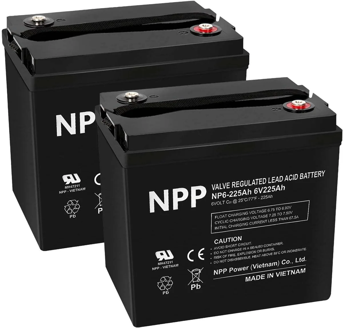 NPP Power Co., Ltd NPP Power Co., Ltd NP6-225Ah 6V 225Ah AGM Battery 2-Pack T16A Terminal — product photo