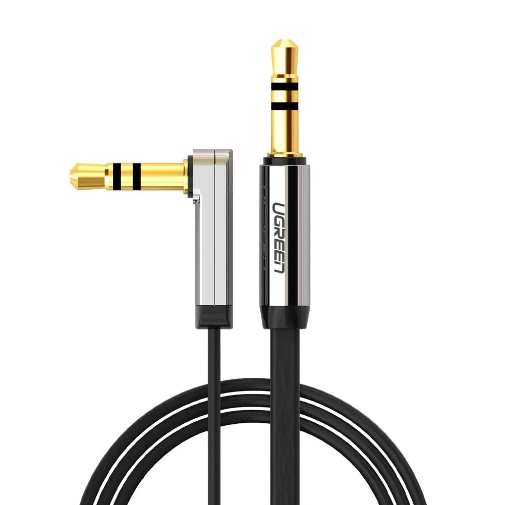 TeKit TeKit 10597 3.5mm audio cable 90° right-angle 3.3 ft black — product photo