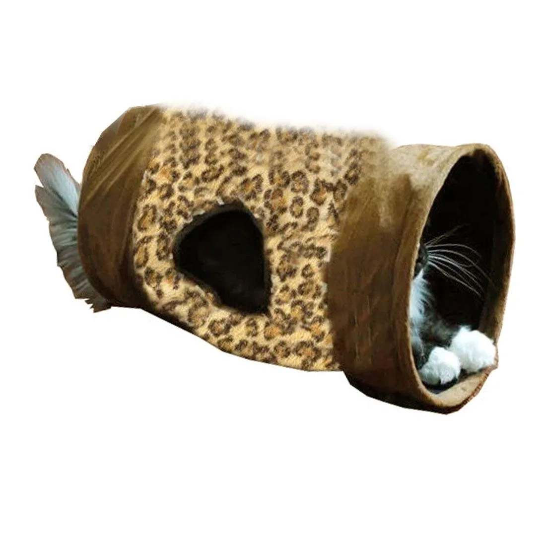 TVTime Direct TVTime Direct Leopard Print Crinkle Cat Tunnel Large Brown Plush — product photo