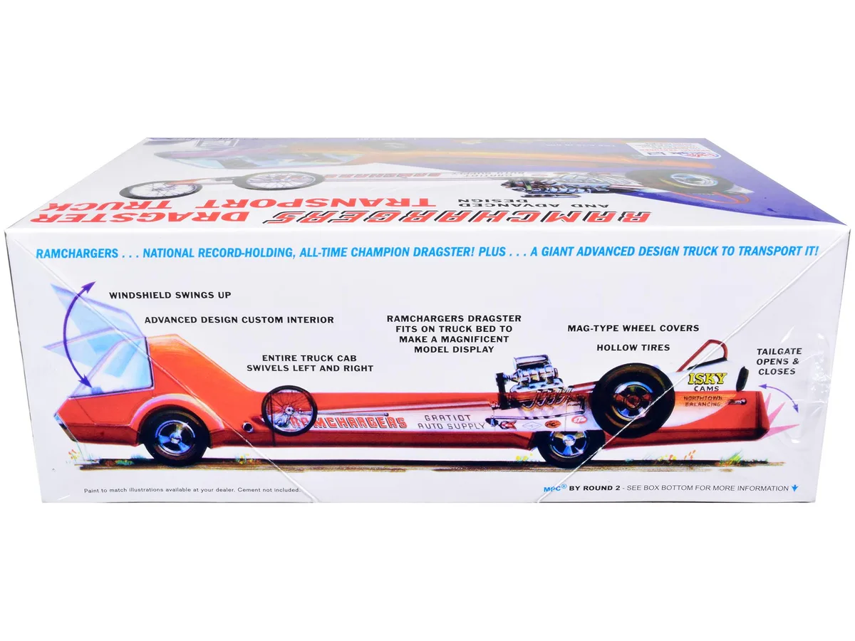 Mpc MPC 970 Ramchargers Dragster &amp; Advanced Design Transport Truck 2-in-1 1/25 Scale Model Kit — product photo
