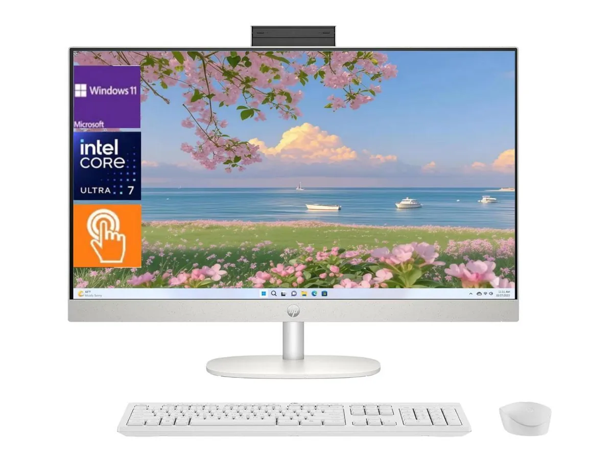 HP HP All-in-One PC 27" FHD Touch Core Ultra 7 255U 32GB DDR5 512GB NVMe Windows 11 Pro White — product photo