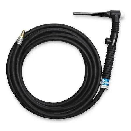 Air-cooled TIG torch with flexible rubber cable and diamond-grip head