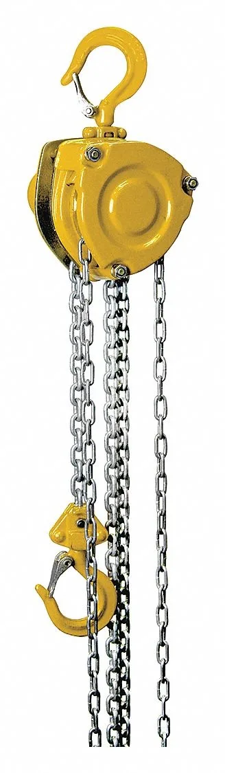 Compact gray steel chain hoist with swivel hook and 20 ft chain