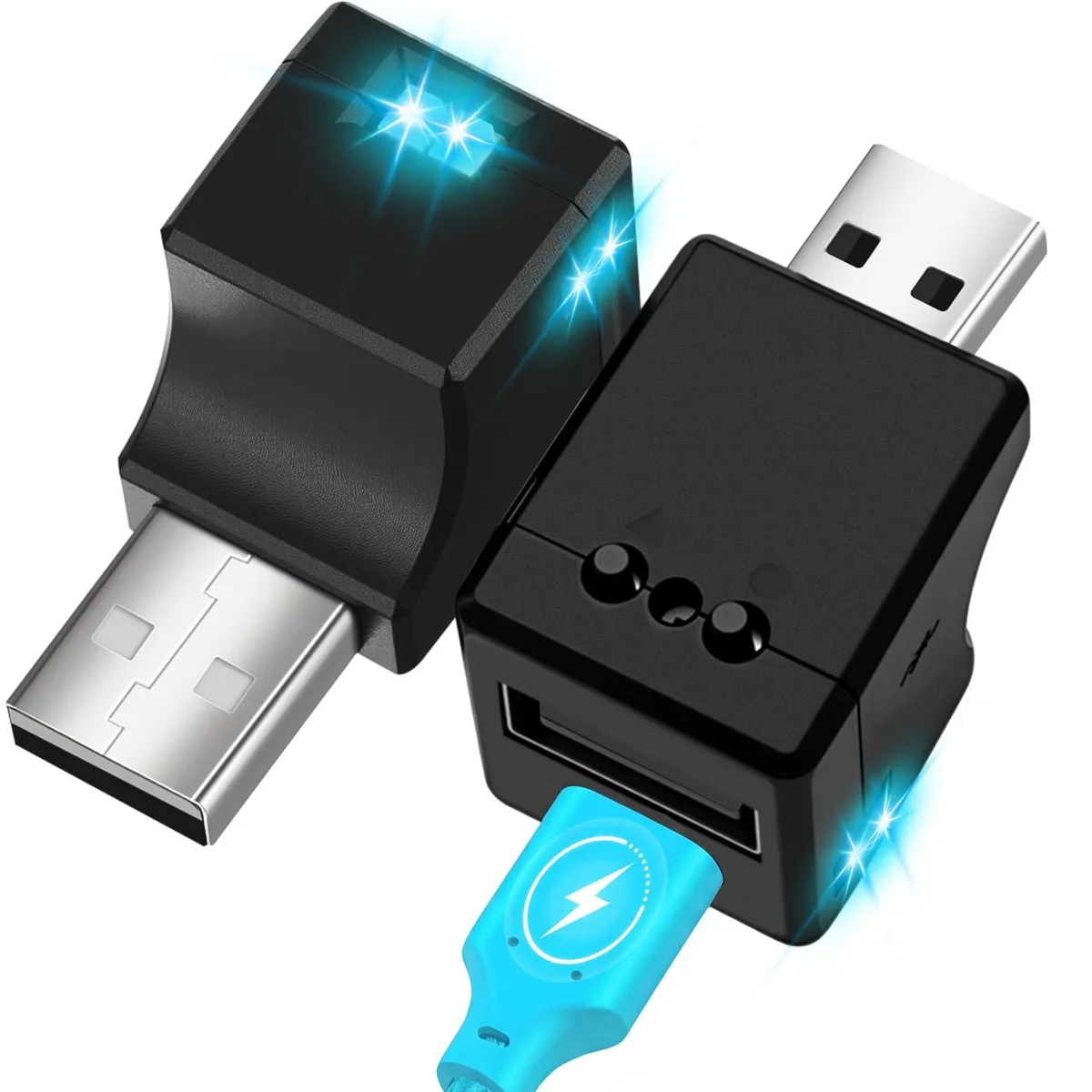  2 Pcs Car USB LED Lights Dual Charging Ports Type-A Type-C — product photo