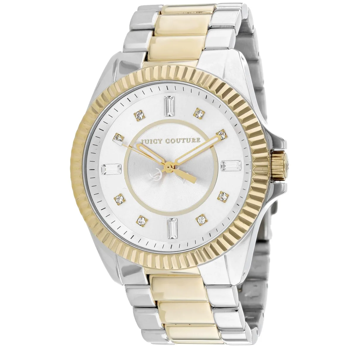 Silver stainless steel watch with metal bracelet and silver dial