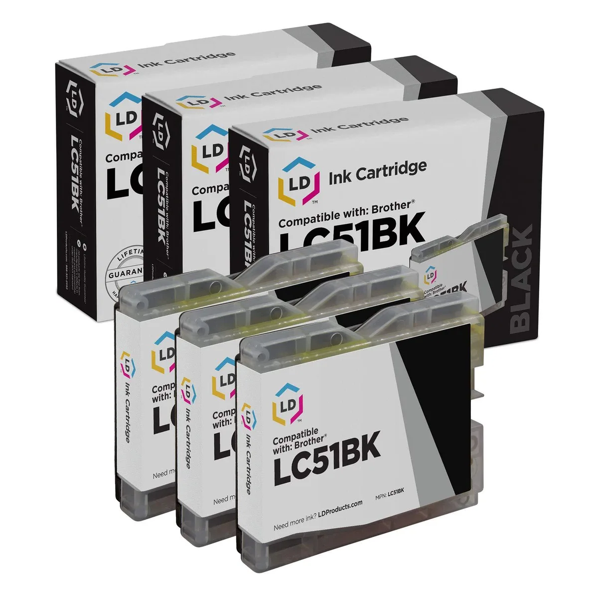 LD Products LD Products Compatible Ink Cartridge for Brother LC51BK (Black, 3-Pack) — product photo
