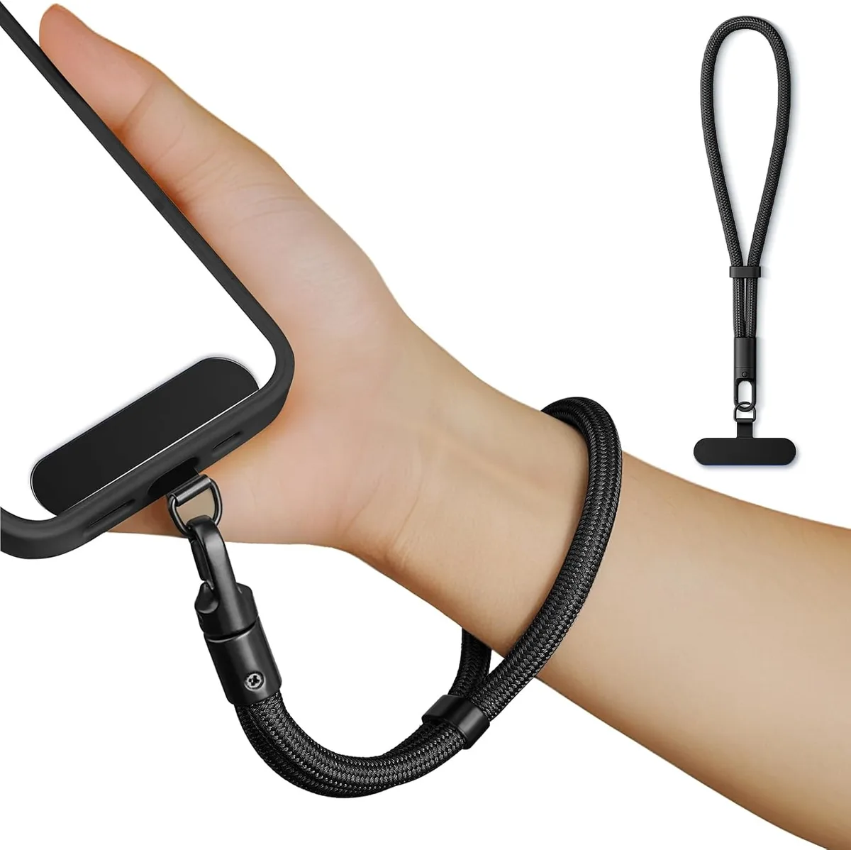 MCHOSE MCHOSE Self-Locking Phone Lanyard 0.4mm Clip 360° Hook Black — product photo